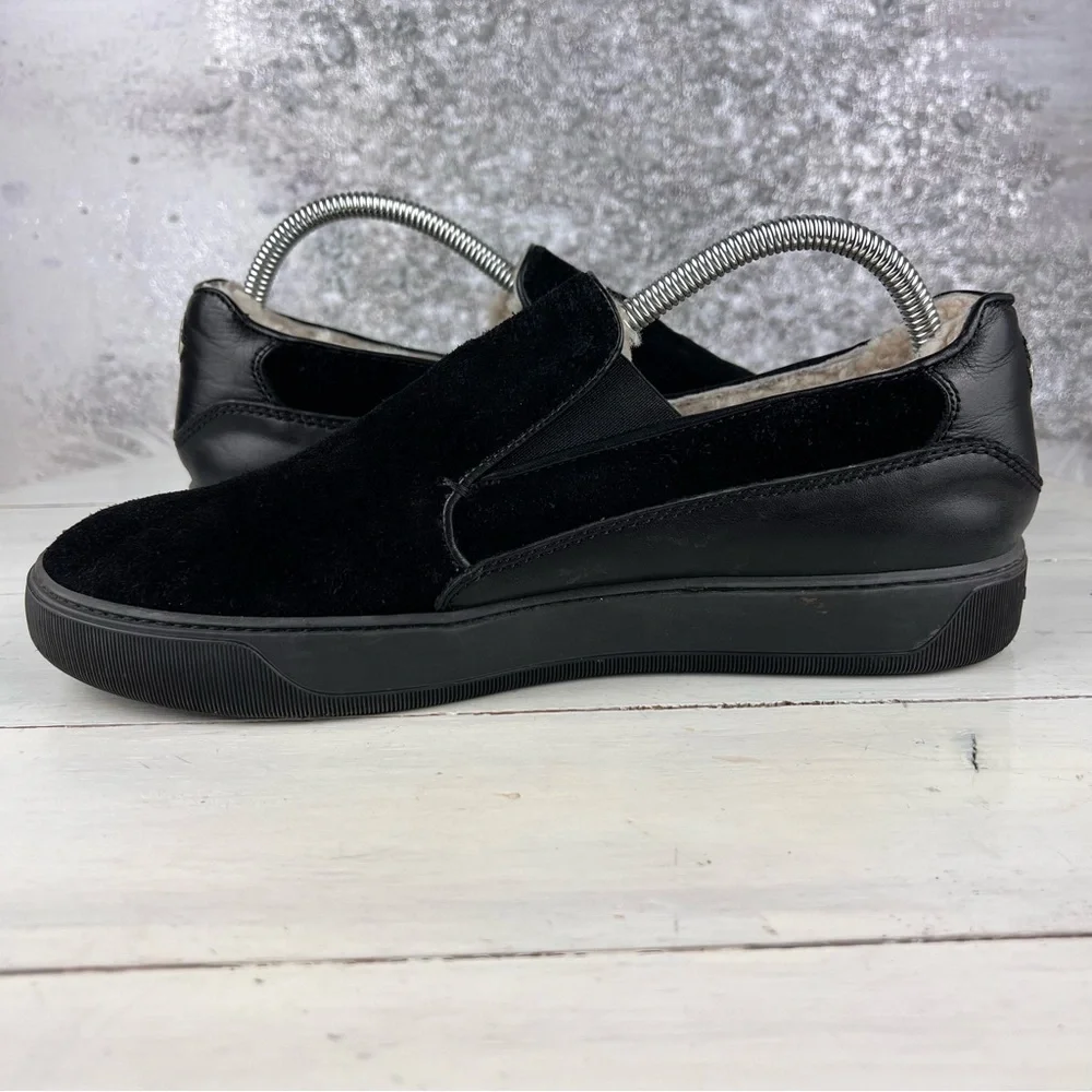 505bii Moncler black suede fur lined slip on men's size 8 - Picture 4 of 11